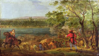 The Arrival of the Pontoneers for the Crossing of the Rhine, late 17th century by Adam Frans van der Meulen